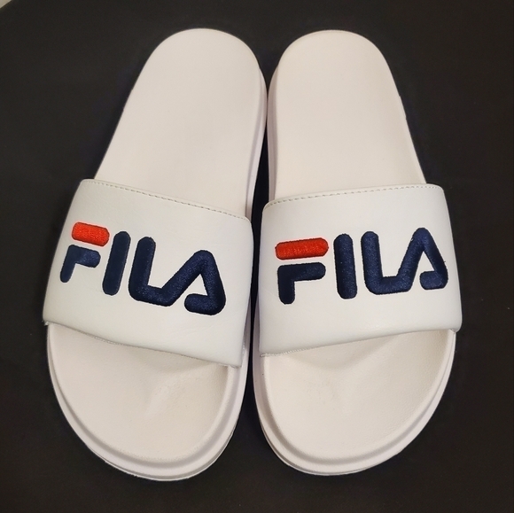 FILA DRIFTER BOLD NAVY/WHITE/RED SLIDES SIZE 6 - Picture 2 of 11